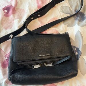 Michael Kors Black Pebbled Leather Crossbody Bag